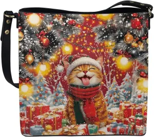Womens Purse Tote Bags with Detachable Strap and Magnetic Snap for Ladies Christmas Pattern Shoulder Satchel