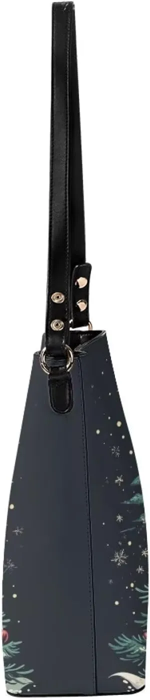 Womens Purse Tote Bags with Detachable Strap and Magnetic Snap for Ladies Christmas Pattern Shoulder Satchel