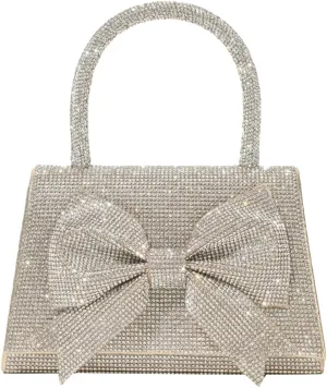 Womens Rhinestone Bow Clutch Purse Sparkling Evening Bag Crystal Clasp Tote Handbags for Formal Prom Party Wedding
