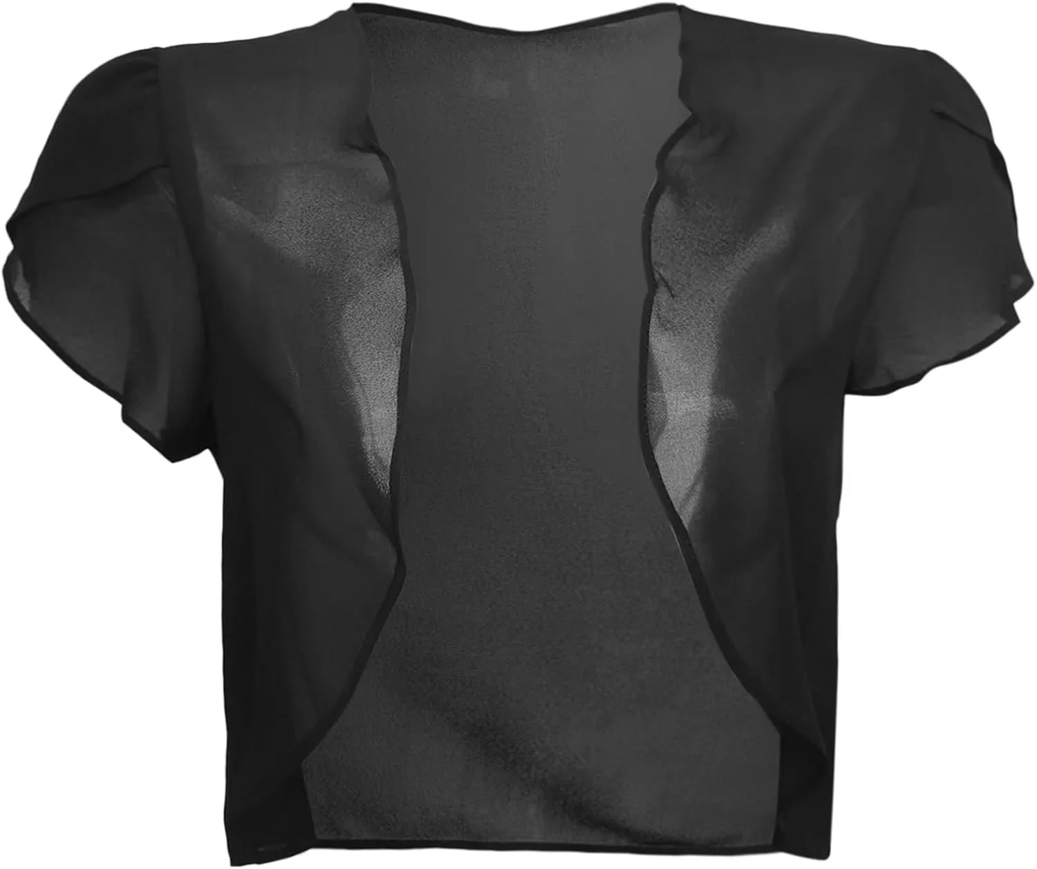 Womens Shrugs Chiffon Cardigans Open Front Sheer Mesh Petal Short Sleeve Bolero Shrug for Evening Dressy
