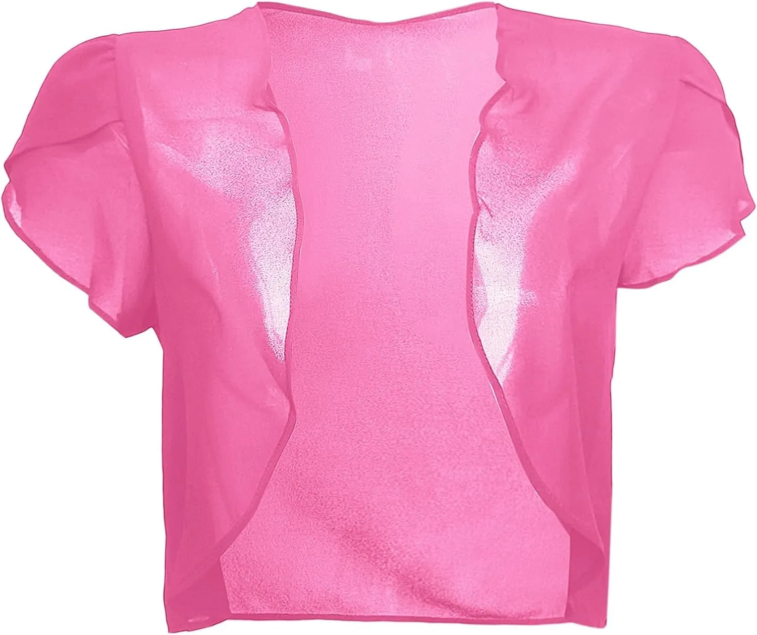 Womens Shrugs Chiffon Cardigans Open Front Sheer Mesh Petal Short Sleeve Bolero Shrug for Evening Dressy