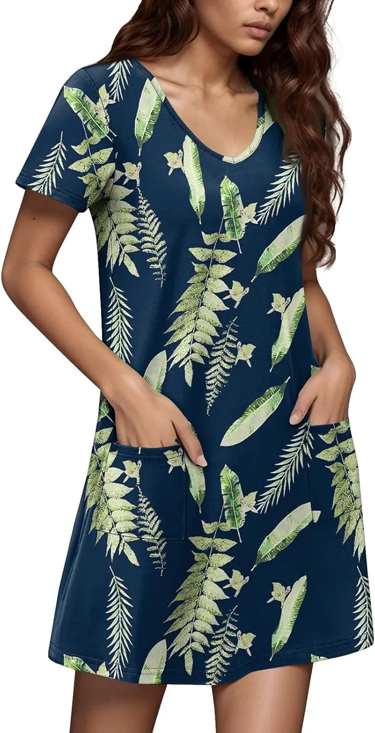 Women's Summer Dresses 2025 Beach Casual Sleeveless Floral Print Boho Tank Dress V Neck Loose Sundress with Pocket
