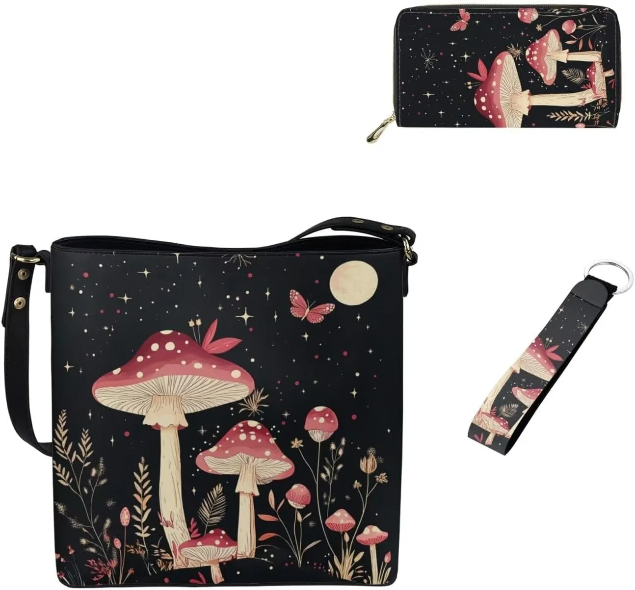 Women's Tote Handbag with Wallet and Keychain Set Teen Girls Large Waterproof Polyester Shoulder Bags