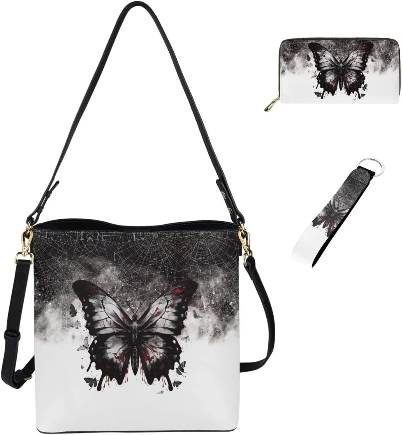 Women's Tote Handbag with Wallet and Keychain Set Teen Girls Large Waterproof Polyester Shoulder Bags