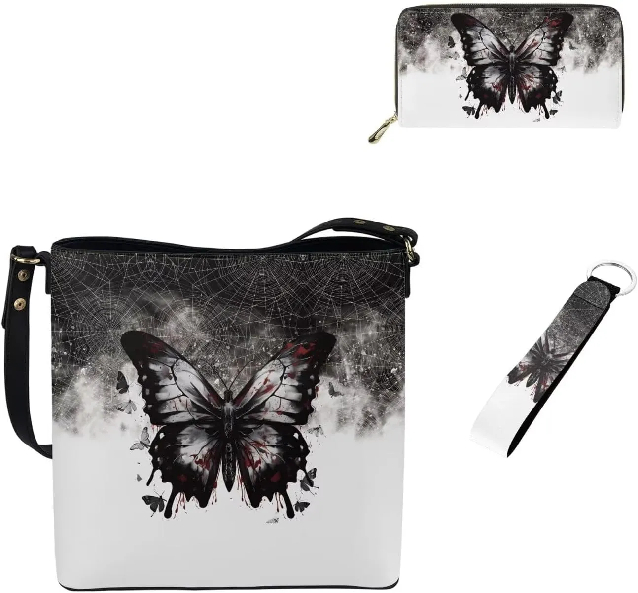 Women's Tote Handbag with Wallet and Keychain Set Teen Girls Large Waterproof Polyester Shoulder Bags