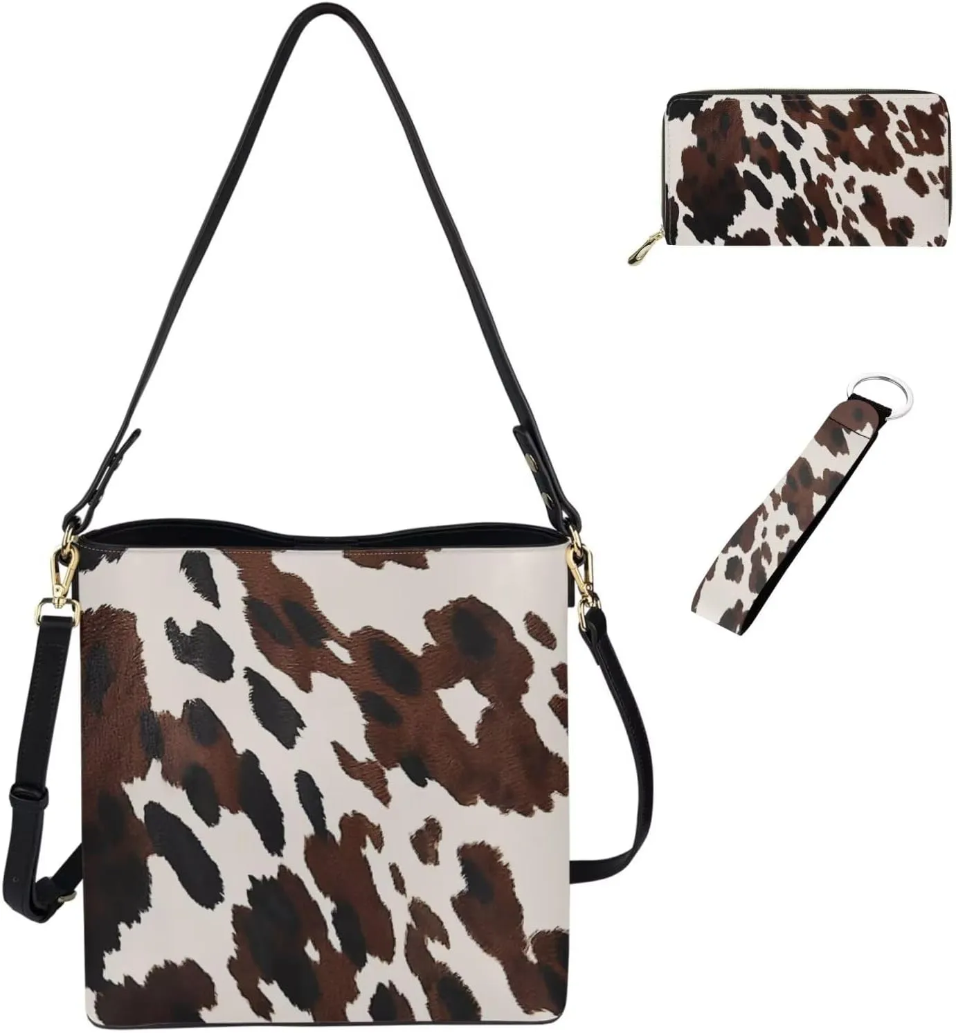 Women's Tote Handbag with Wallet and Keychain Set Teen Girls Large Waterproof Polyester Shoulder Bags