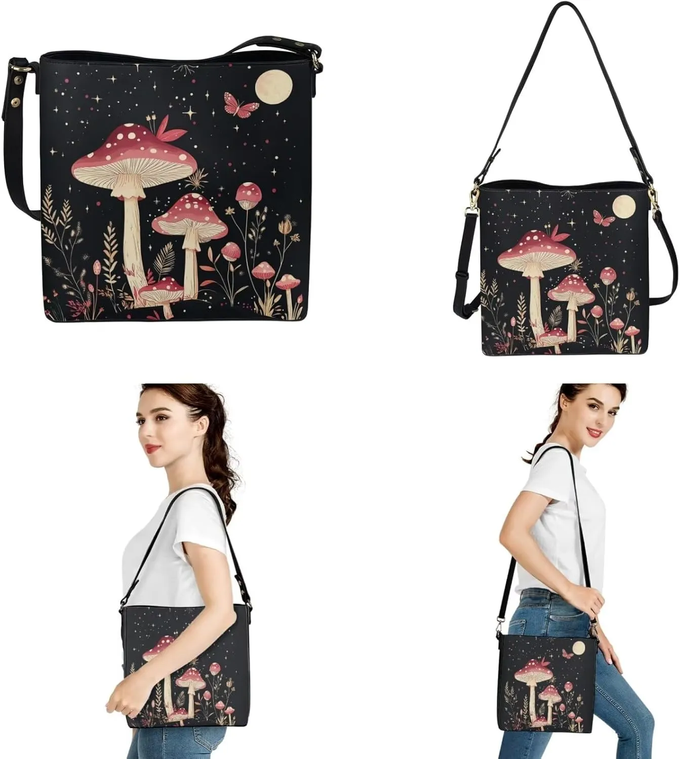 Women's Tote Handbag with Wallet and Keychain Set Teen Girls Large Waterproof Polyester Shoulder Bags