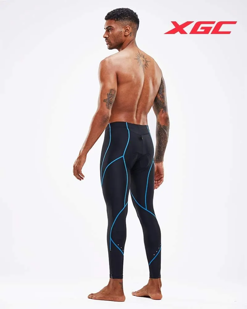 XGC Men's Long Cycling Pants Trousers Bike Pants Trousers Tights Legging with 4D Sponge Padded