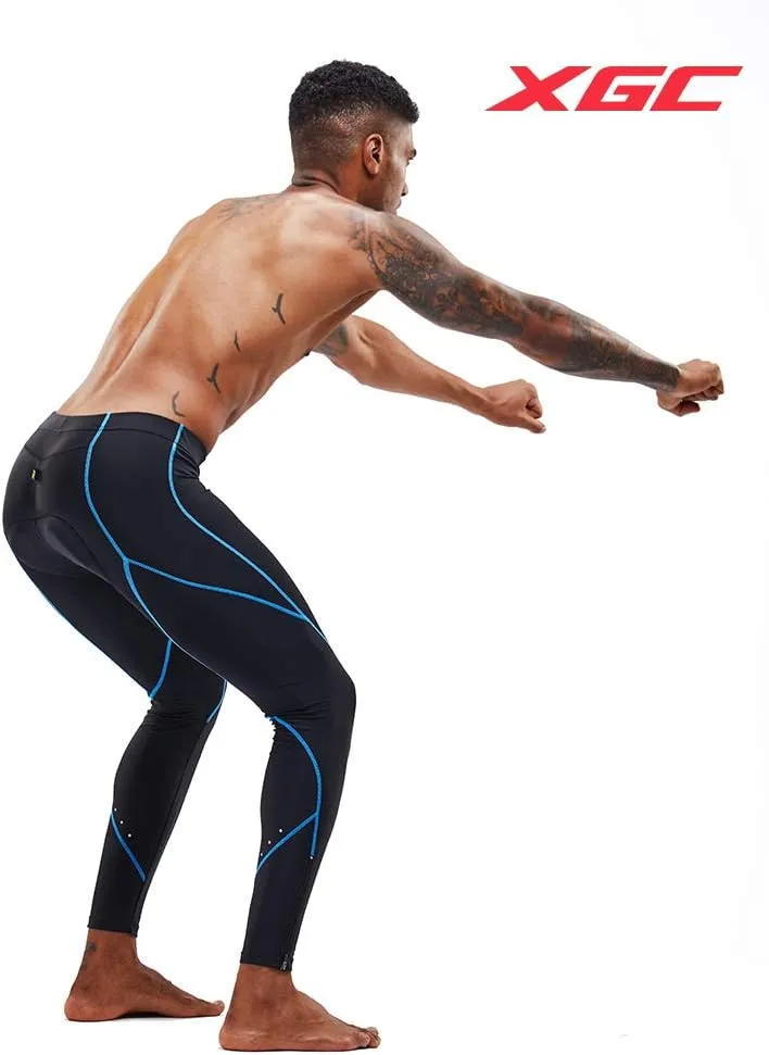 XGC Men's Long Cycling Pants Trousers Bike Pants Trousers Tights Legging with 4D Sponge Padded