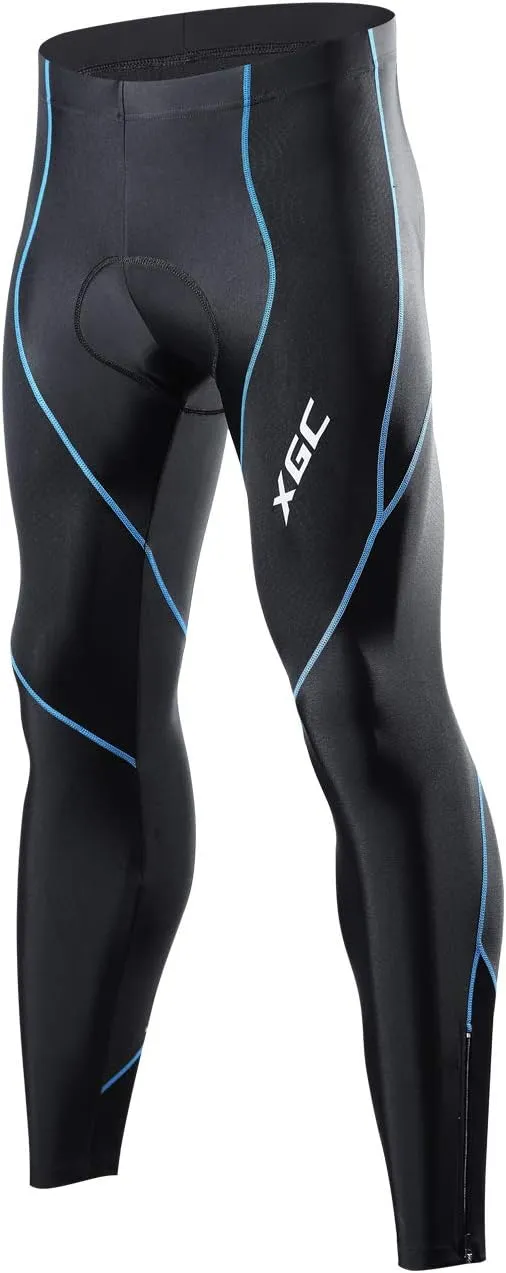 XGC Men's Long Cycling Pants Trousers Bike Pants Trousers Tights Legging with 4D Sponge Padded