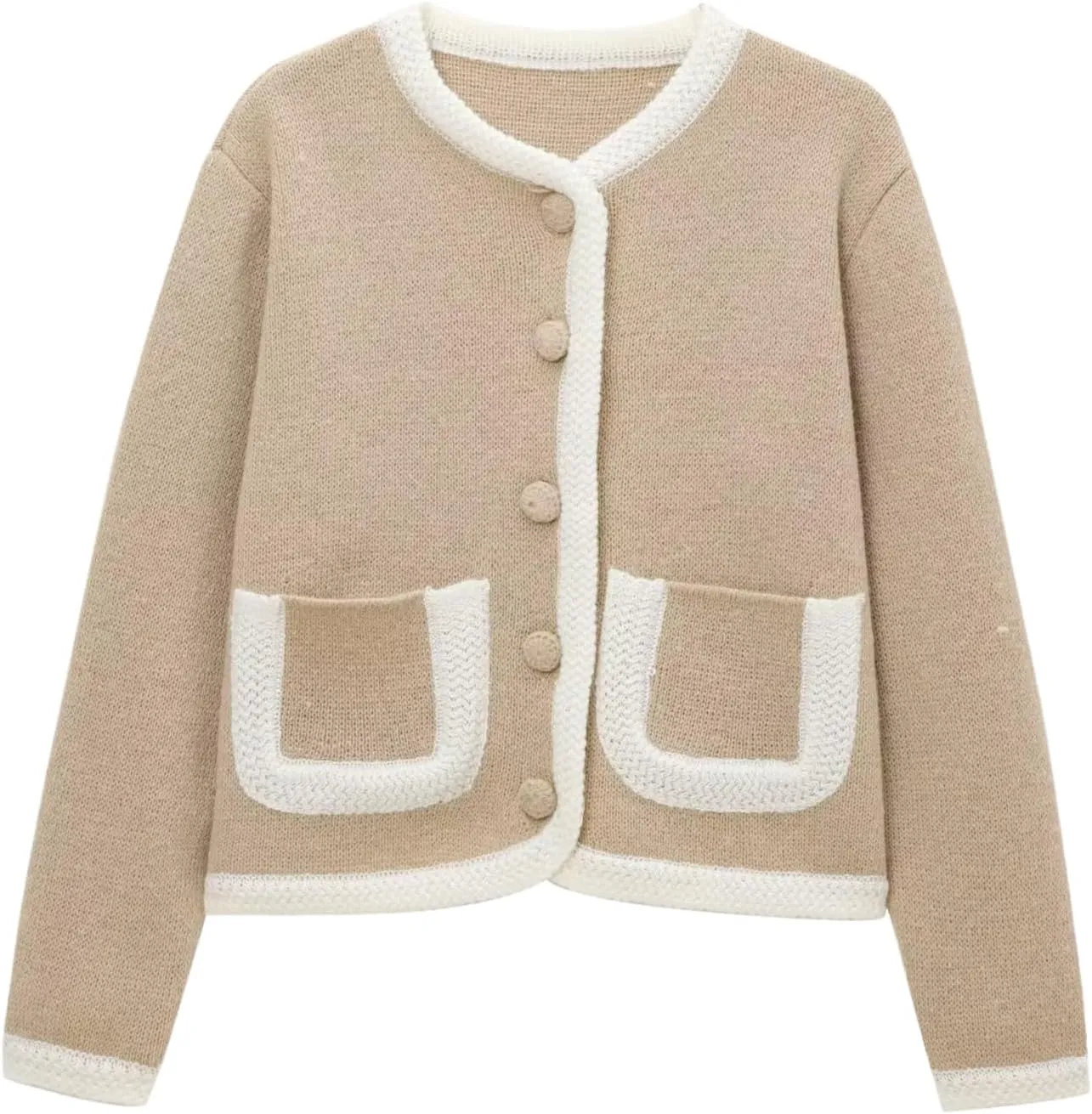 Yimoon Womens Casual Cropped Cardigan Sweater Button Down Long Sleeve Chunky Knitted Cardigan Outwear