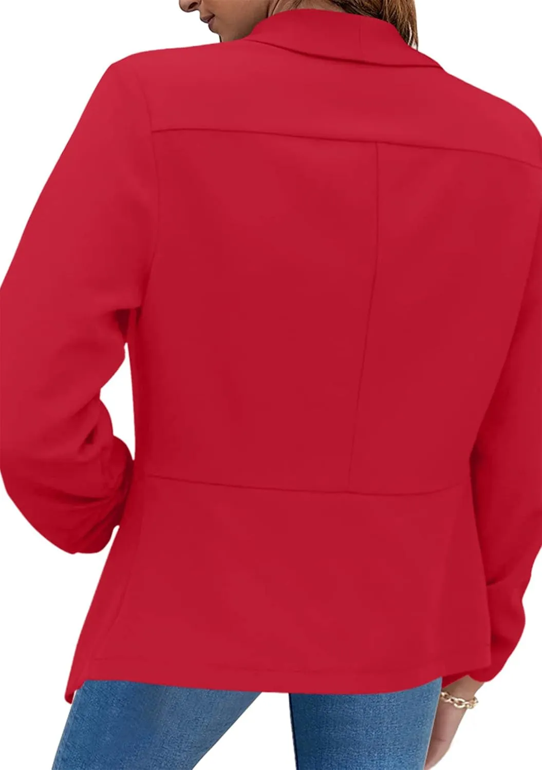 YMING Womens Open Front Work Blazer Business Long Sleeve Jackets Solid Color Office Short Cardigans
