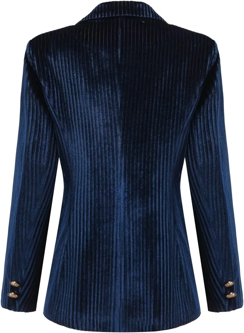 YUNCLOS Womens Velvet Blazer Jacket Slim Fit 1 Button Casual Lapel Office Dress Coat